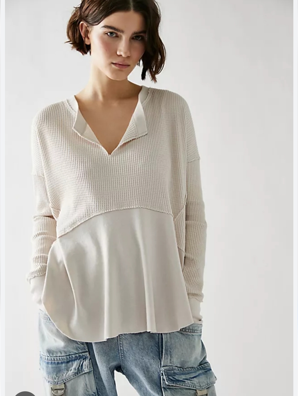 Free People We The Free Monterey Thermal Waffle Knit Long Sleeve Sweater Top